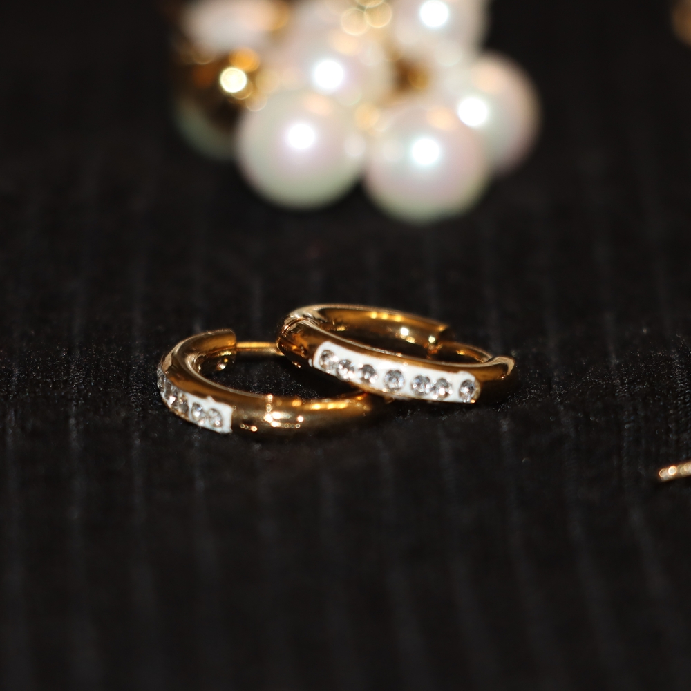 Elegant Gold Hoop Earrings with Crystals
